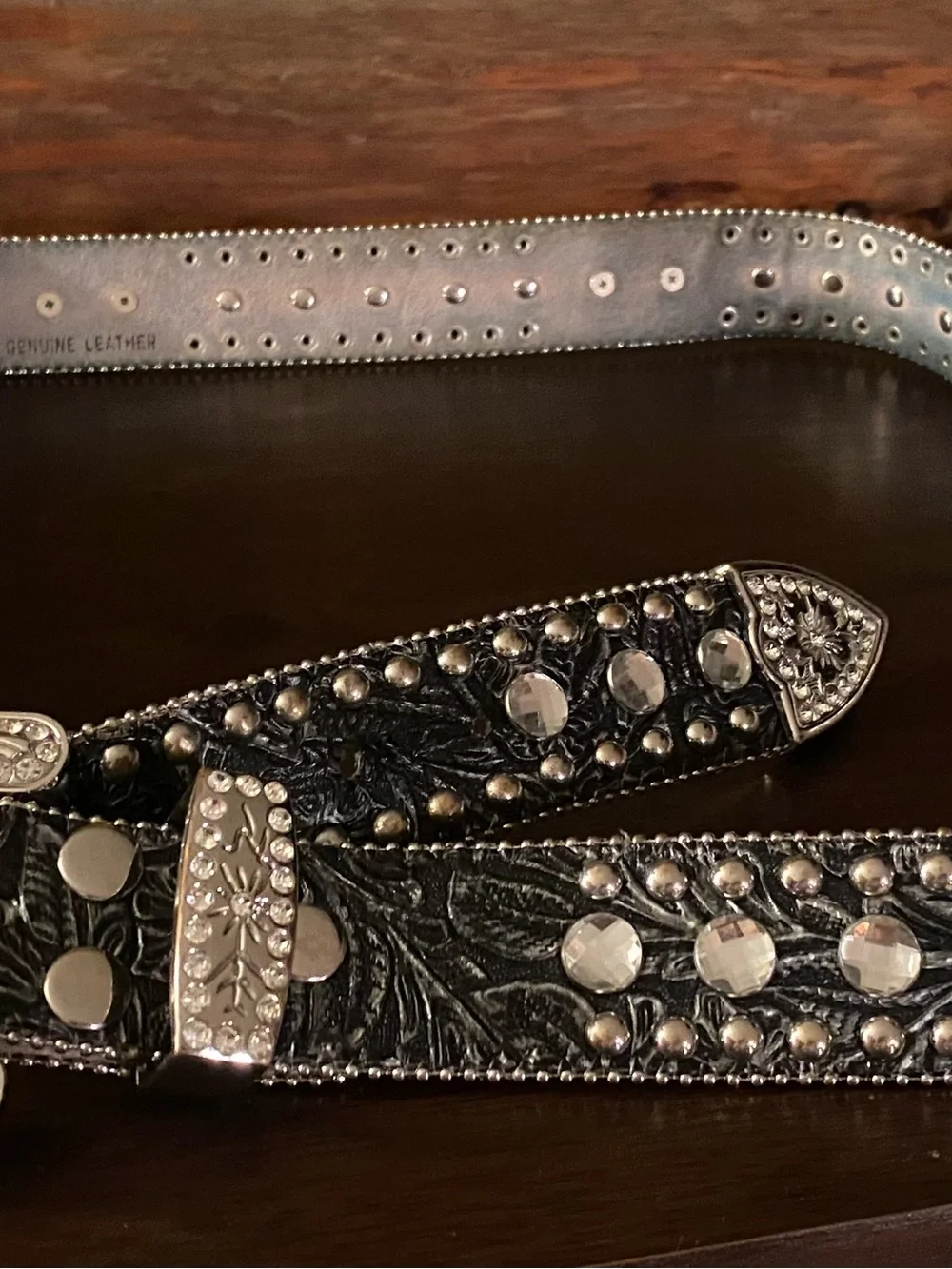 Blazin Roxx Y2K Rhinestone Studded Belt Bling Buckle Western Leather Cowgirl